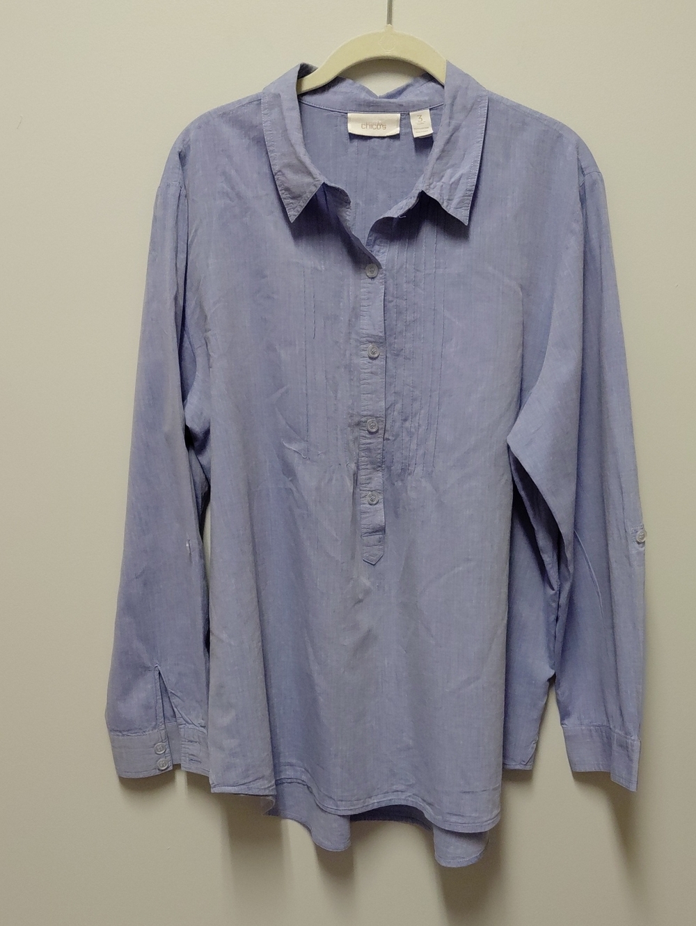 Chico's Light Blue Button-Up Tunic Shirt